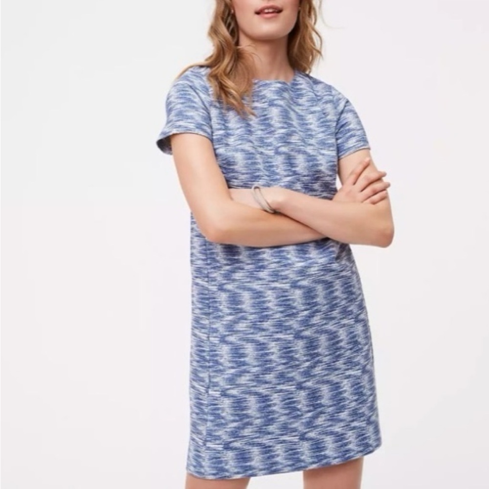 LOFT Spacedye Short Sleeve Shift Dress size 2. Zip back, some stretch to it.